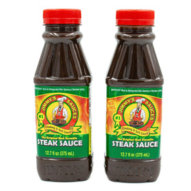 Jimmy's Sauce steak bottle ready for grilling and marinating juicy cuts