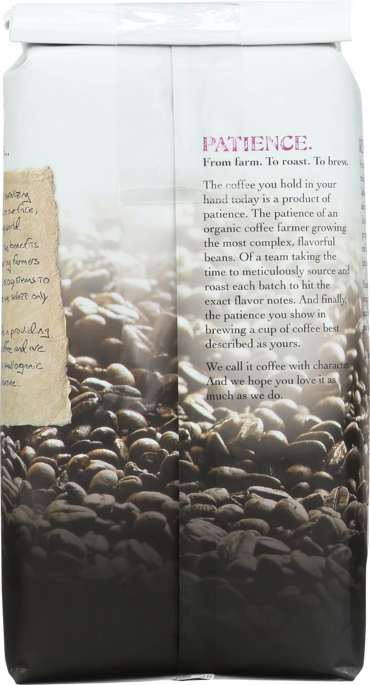 Premium 100% Arabica beans used in Jim's Organic Sweet Love Blend
