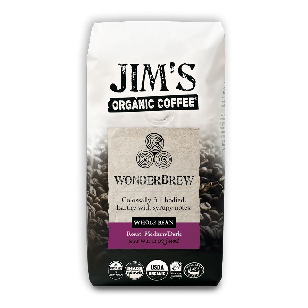 Jim's Wonderbrew Blend packaging valve preserves freshness and aroma.