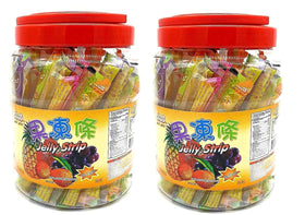 Jin Jin fruit jelly-filled strip straws with assorted flavors for shareable snacking.