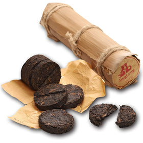 Jinglong Tea Factory Pu-erh bamboo leaf tube packaging for on-the-go brew