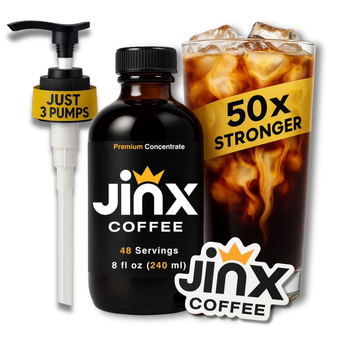 Jinx Coffee Concentrate bottle pour delivers bold flavor for quick espresso-like drinks