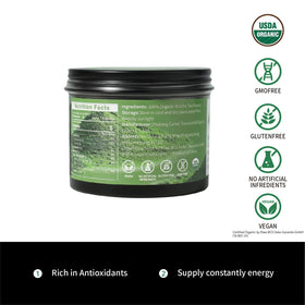 Ground Jiuyu matcha powder in a bowl shows vibrant green color.