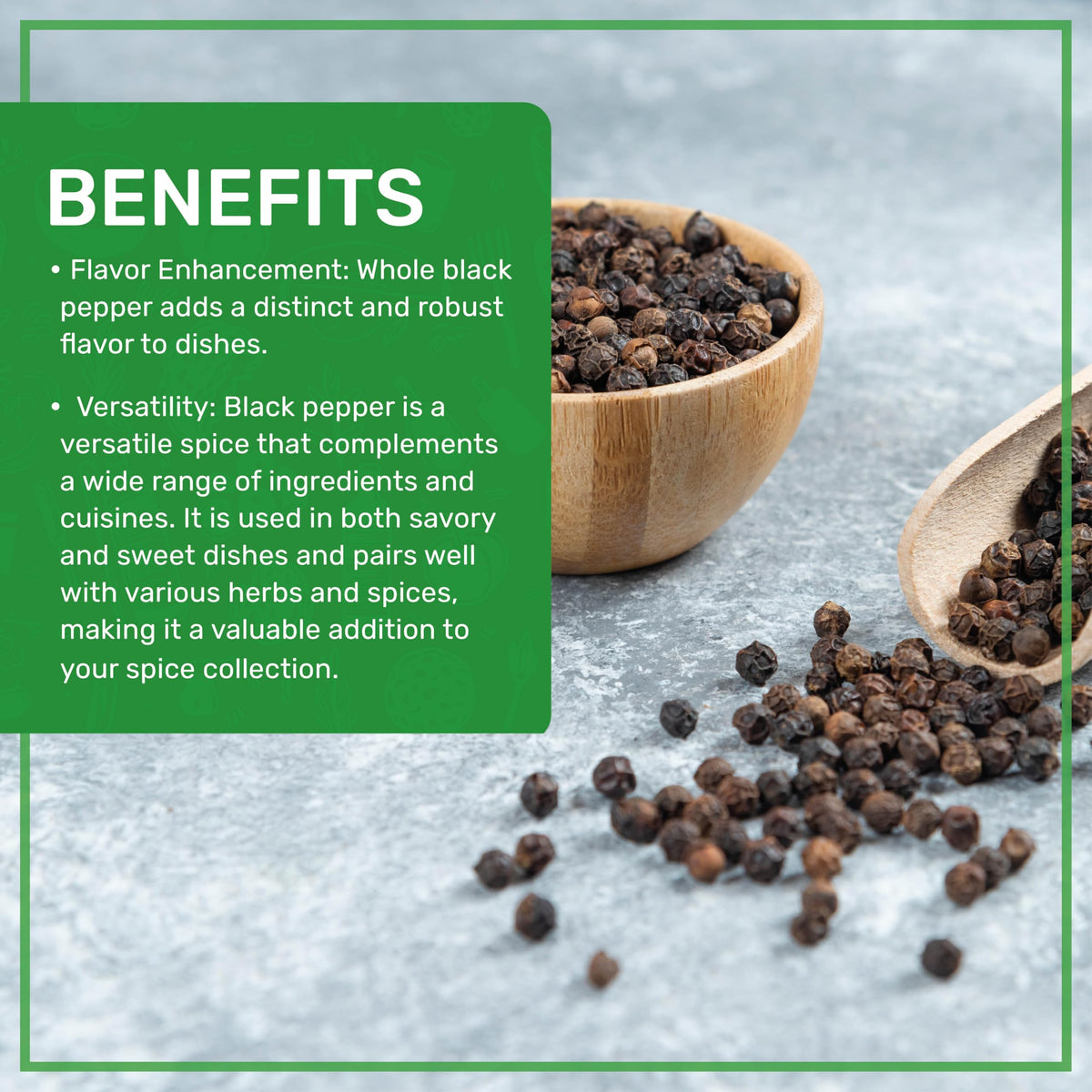Jiva Organics AAA-grade peppercorns offer robust flavor for seasoning