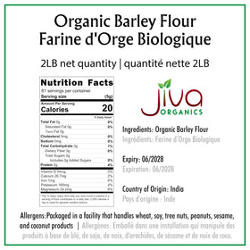 Jiva Organics barley flour raw grains close-up for wholesome baking inspiration.