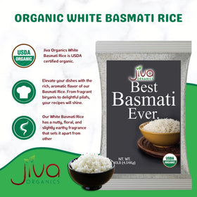 Jiva Organics Basmati Rice uncooked long grains, naturally aromatic and non-sticky when cooked