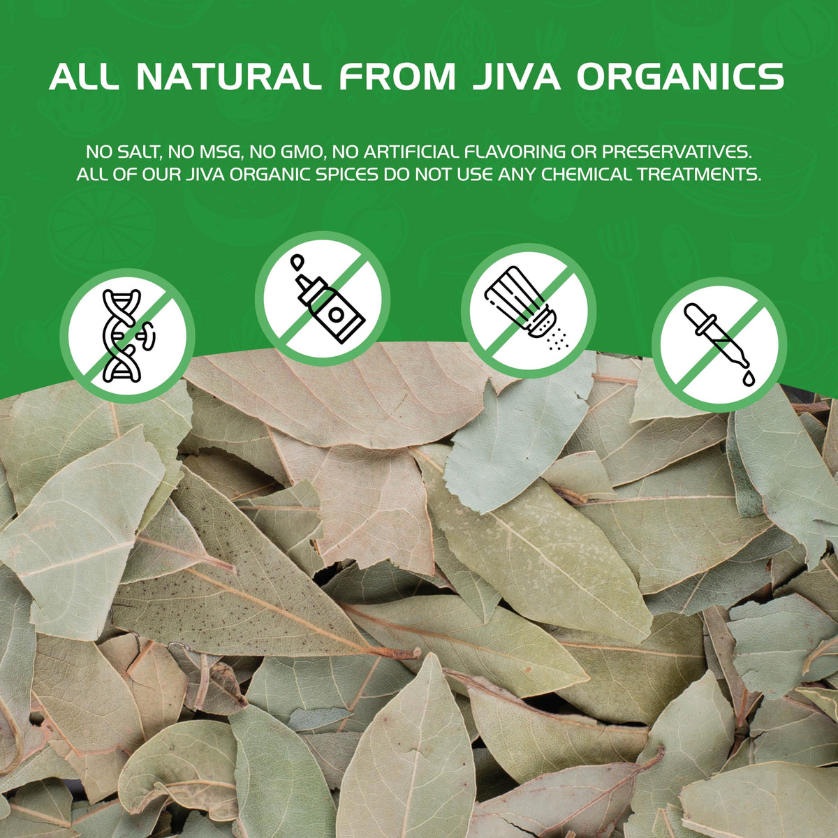 Jiva Organics bay leaves dried texture for rice and curries.