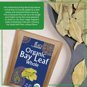 Jiva Organics bay leaves add aroma to a simmered dish.