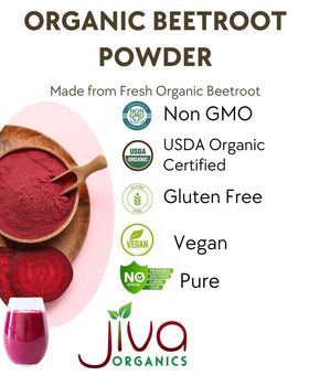 Jiva Organics beet root powder in blender for a vibrant smoothie