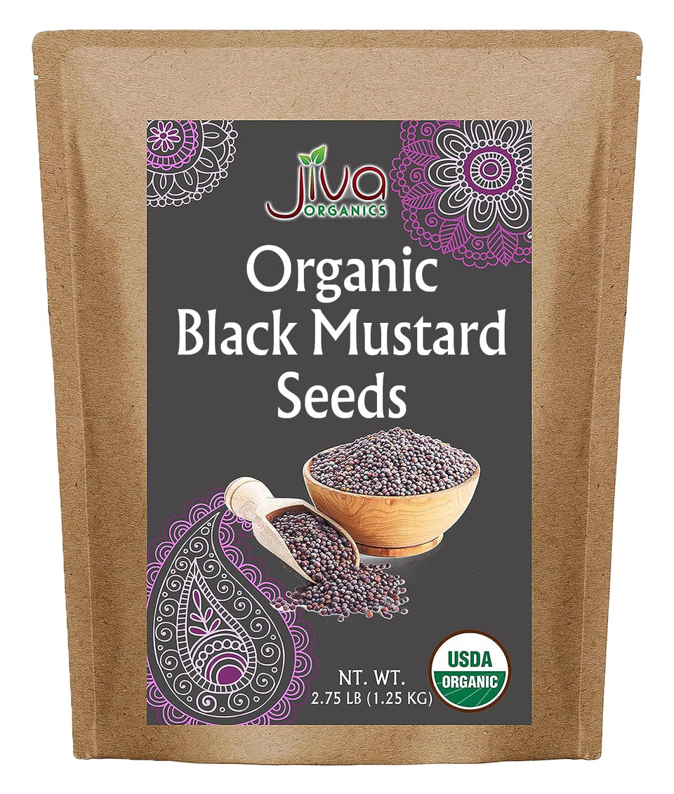 Jiva Organics black mustard seeds bulk bag adds bold heat to sauces and brines