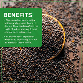 Close-up of Jiva Organics black mustard seeds texture and color