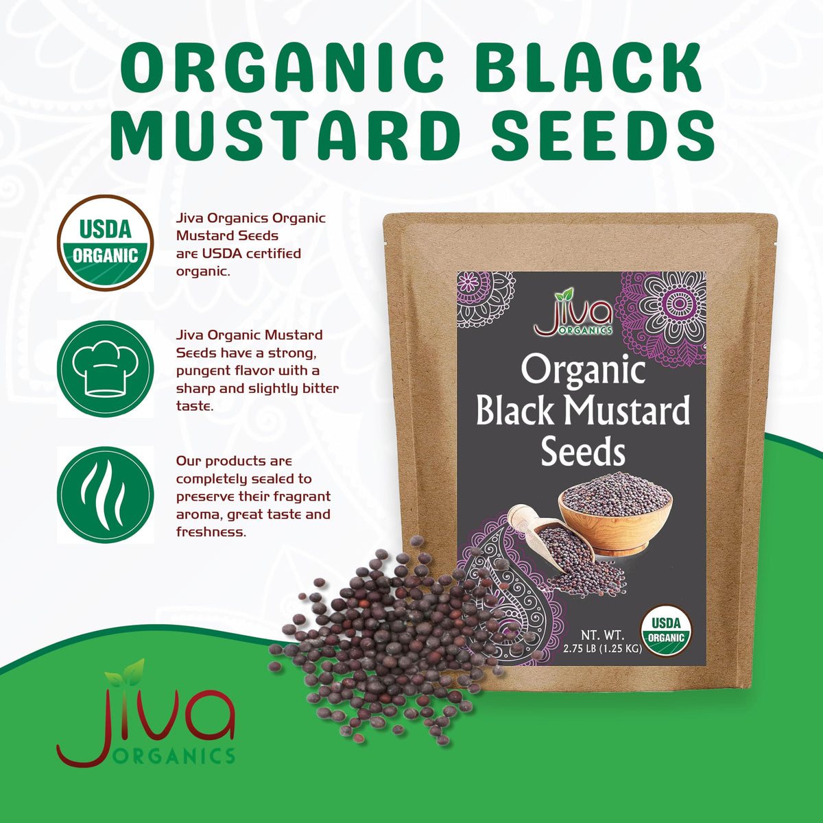 Jiva Organics seeds in glass bowl with fresh aroma for cooking