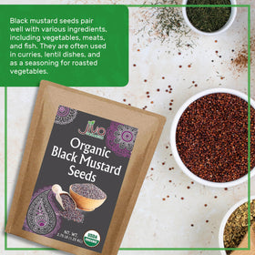 Jiva Organics black mustard seeds in spice mill releasing rich flavor