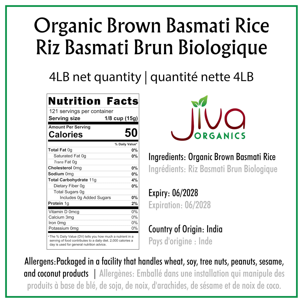Jiva Organics Brown Basmati Rice raw grains closeup reveals long aromatic kernels