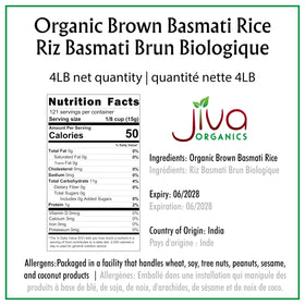 Jiva Organics Brown Basmati Rice raw grains closeup reveals long aromatic kernels