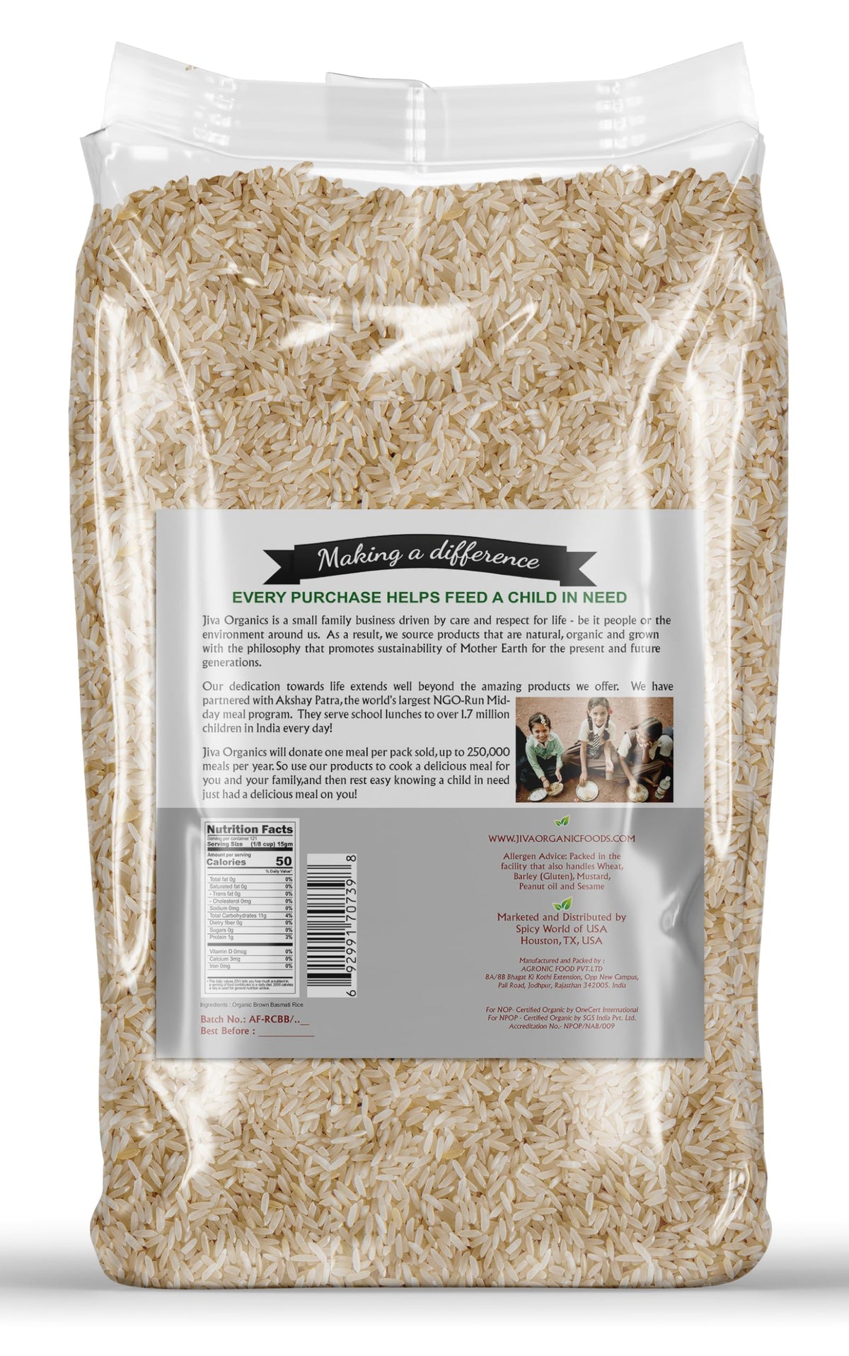 Jiva Organics Brown Basmati Rice storage shelf supports pantry organization