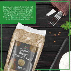 Jiva Organics Brown Basmati Rice vacuum-packed to stay pure and fresh.