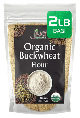 Jiva Organics Buckwheat Flour (Dark) bag shows premium packaging.