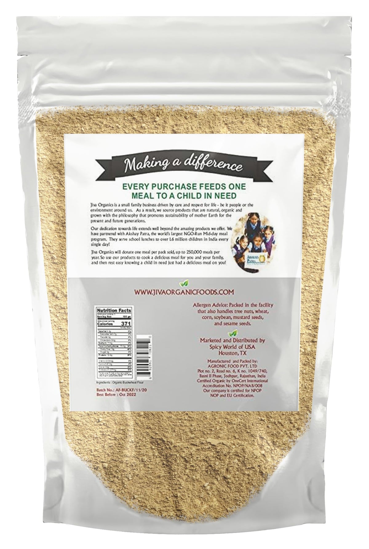 Jiva Organics Buckwheat Flour (Dark) baking loaf in oven.