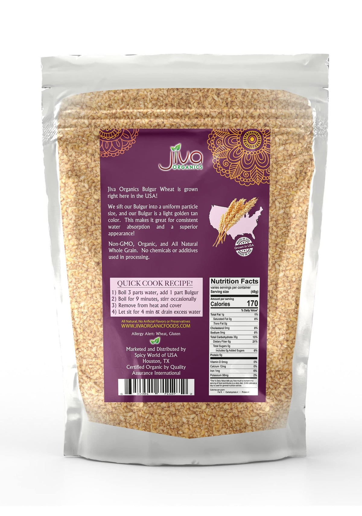 Jiva Organics bulgur served with vegetables, a wholesome side option.