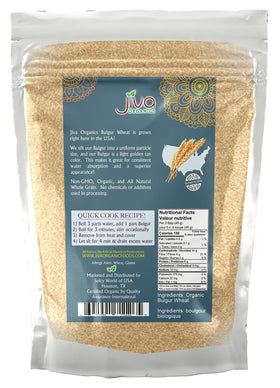 Jiva Organics bulgur wheat fine bag sealed lid emphasizes freshness