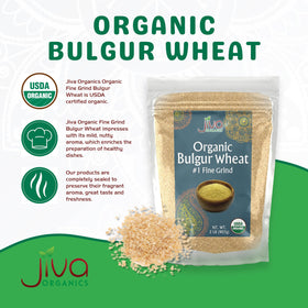 Jiva Organics bulgur wheat fine close-up grain shows uniform size