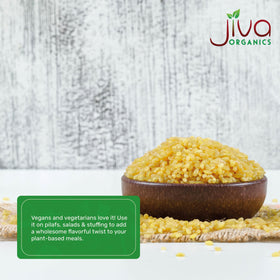Jiva Organics bulgur wheat fine measuring cup showcases portion control