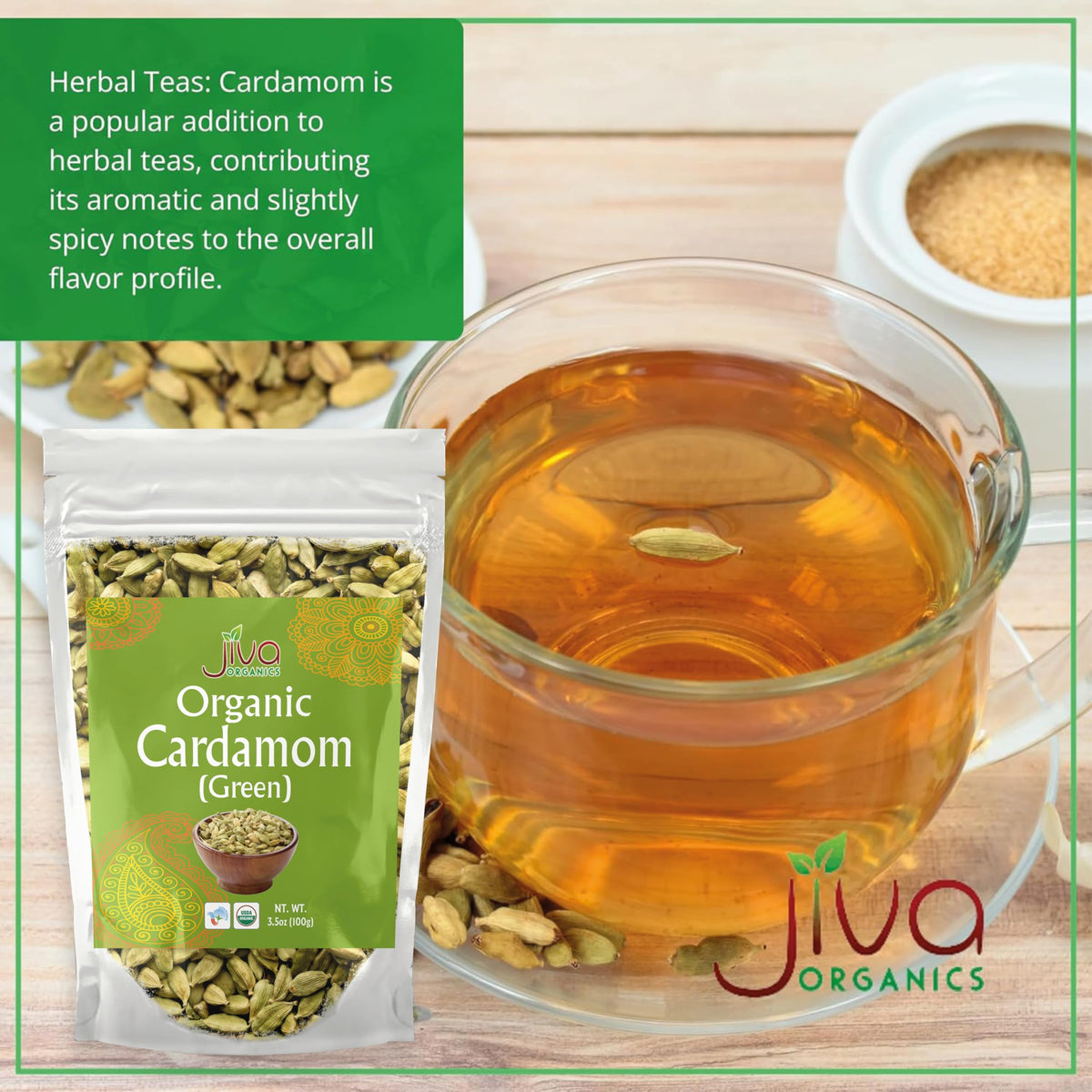 Jiva Organics cardamom pods stored for pantry freshness and convenient use