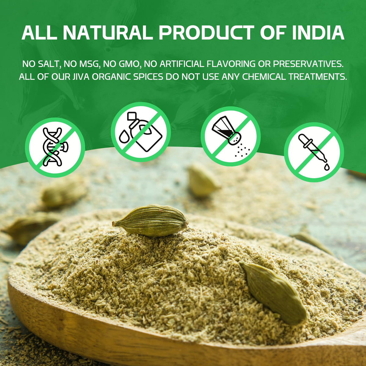 Jiva Organics cardamom pods for masala chai and spice blends