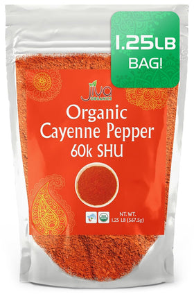 Jiva Organics Cayenne Pepper Powder 1.25 lb bag adds bold heat to dishes