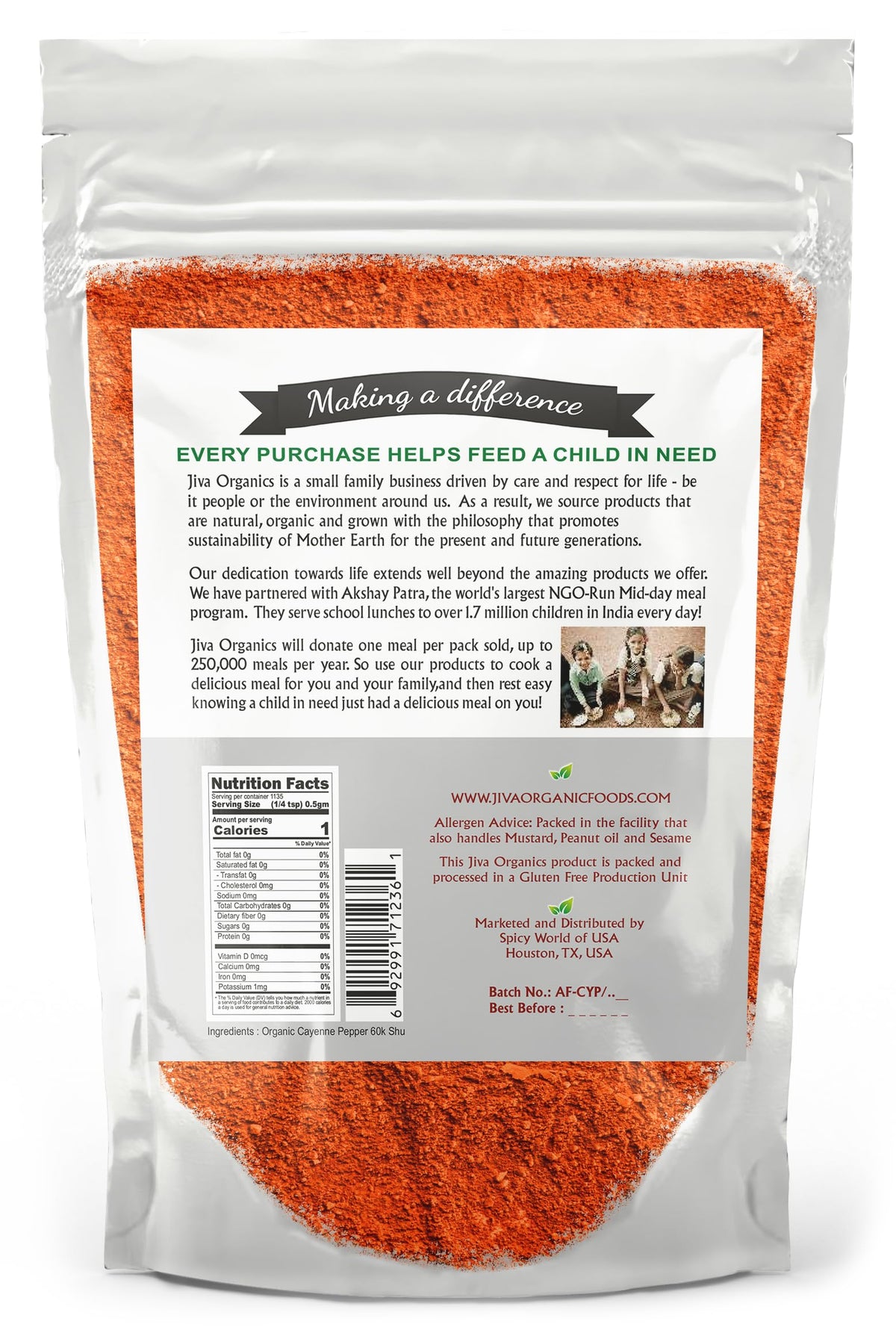 Jiva Organics organic seal and freshness indicator on packaging