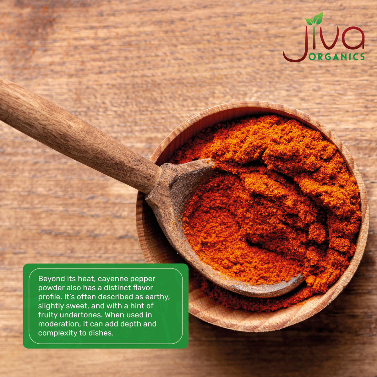 Jiva Organics cayenne powder in sauce shows vibrant heat