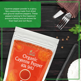 Jiva Organics cayenne powder dusted over soup to brighten flavor