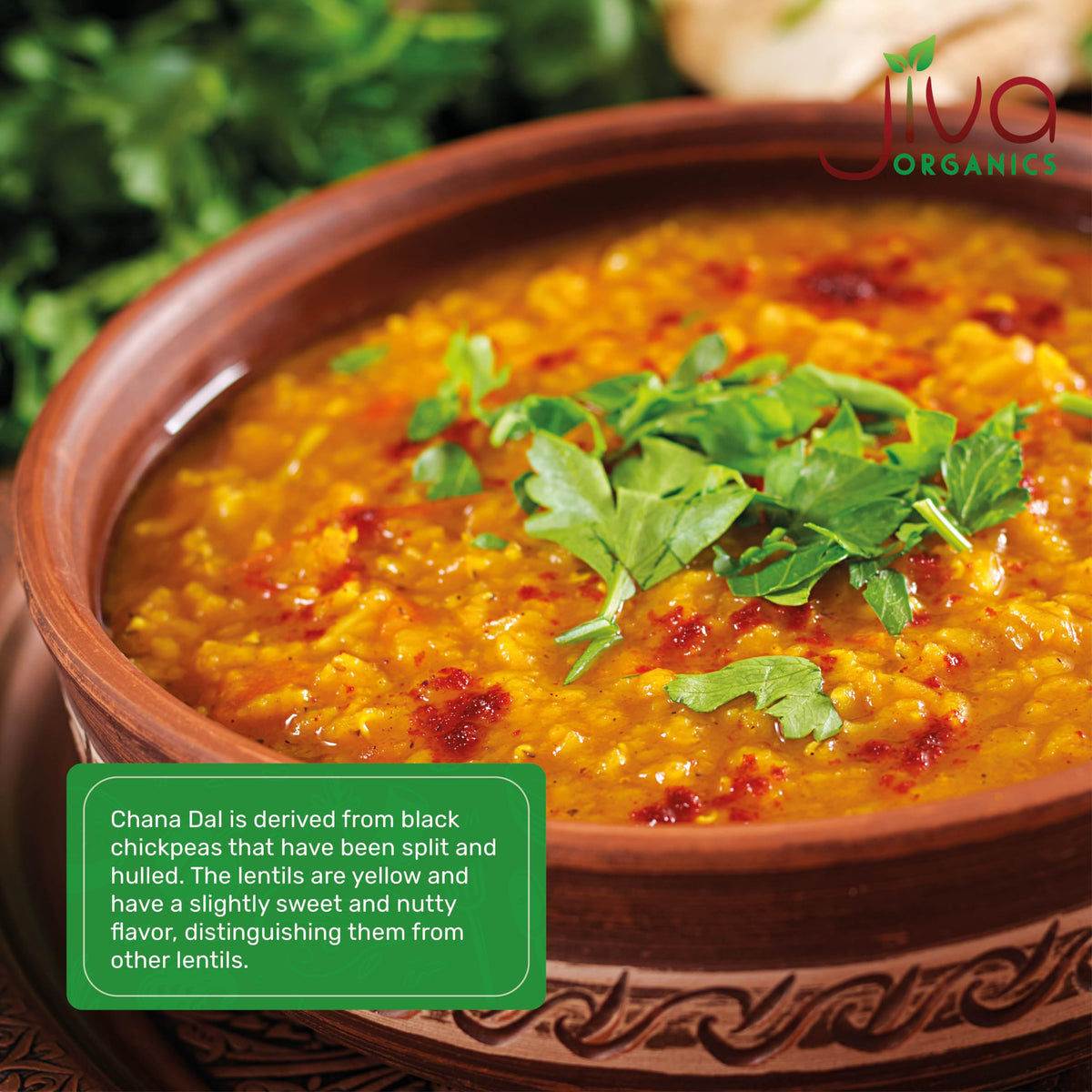 Jiva Organics Chana Dal cooked to tender, fragrant grains ideal for salads and bowls