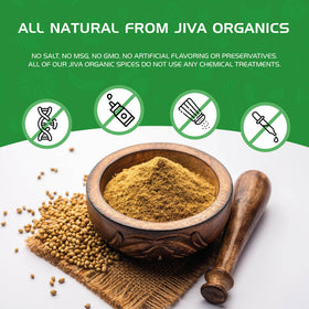 Jiva Organics coriander powder packaging design communicates trust and quality