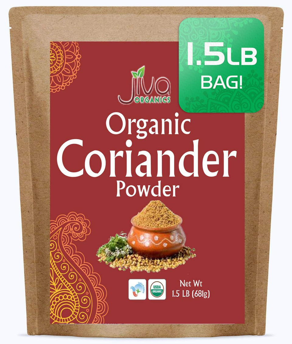 Jiva Organics coriander powder bulk bag shows pure, organic flavor for everyday cooking