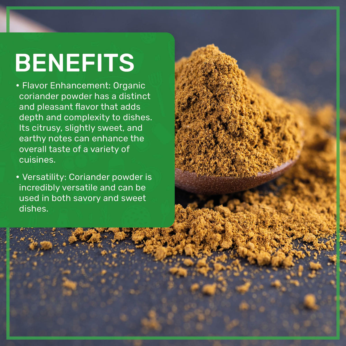 Jiva Organics coriander powder packaging close-up for bulk storage convenience