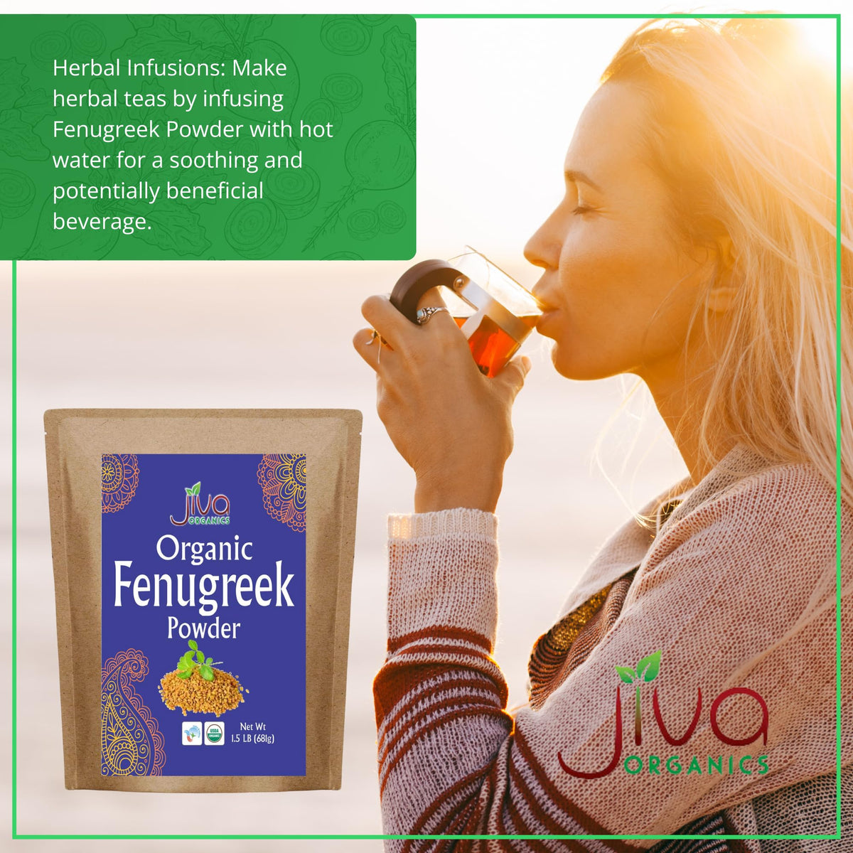 Jiva Organics fenugreek powder hair care use supports shine