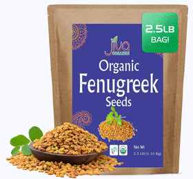 Jiva Organics fenugreek seeds bulk pack resealable bag for freshness.