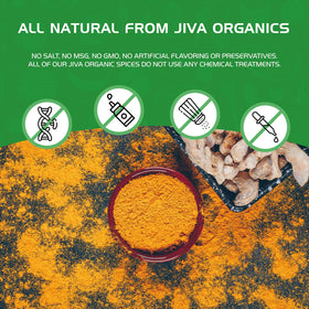 Jiva Organics food-grade turmeric powder suitable for cooking and skincare.