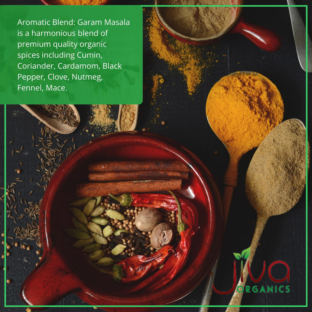 Jiva Organics Garam Masala bulk spice pantry storage ideas.