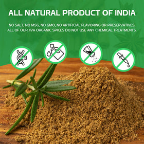 Jiva Organics Garam Masala nutmeg-mace detail adds warm spice notes.
