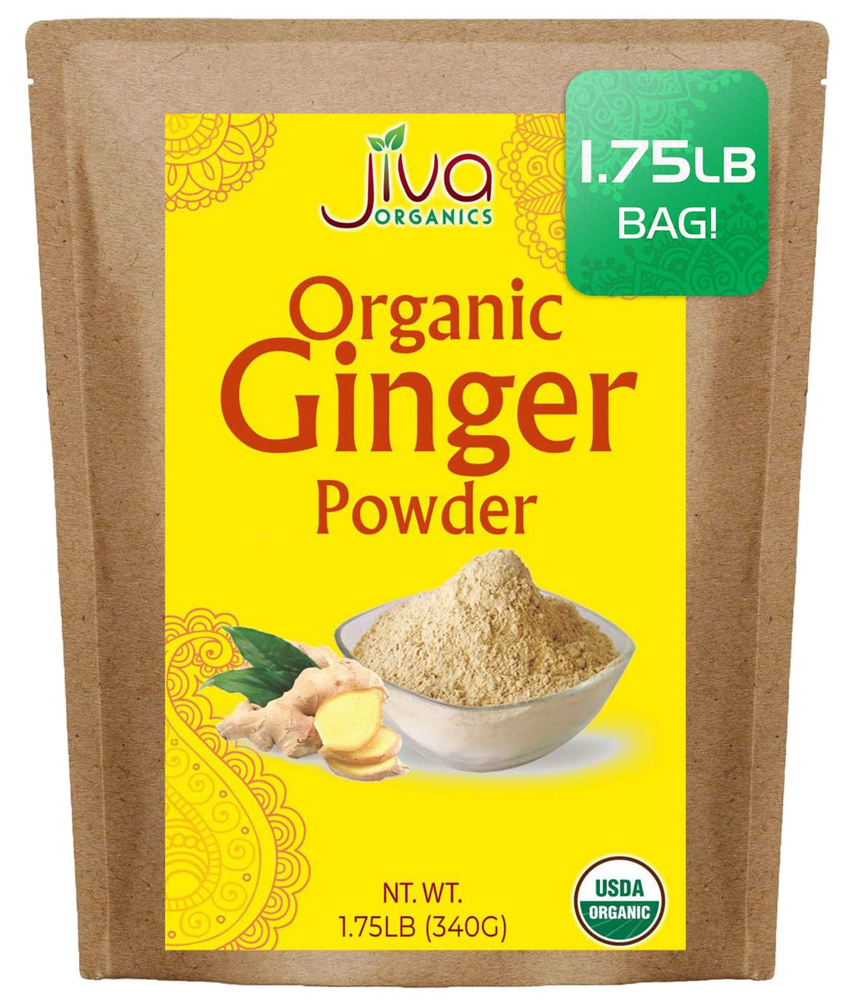 Jiva Organics Ginger Powder in a jar adds immediate aroma for cooking.