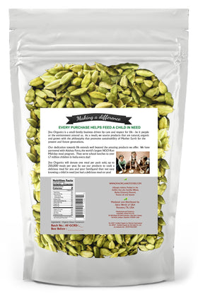 Jiva Organics green cardamom pods adding fragrance to beverages.
