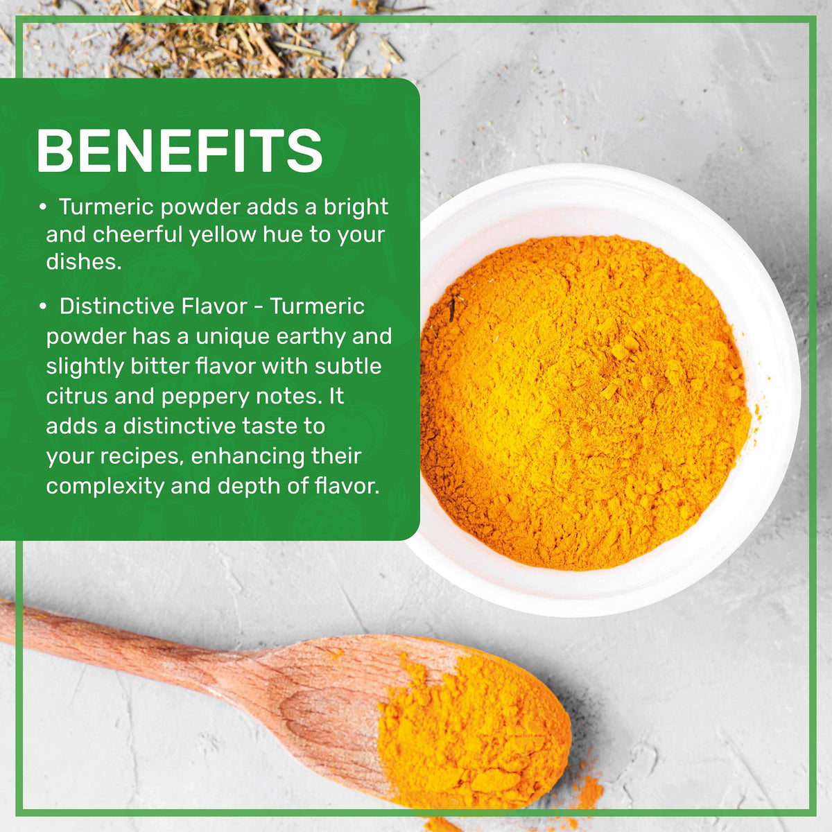 Jiva Organics freshly ground turmeric rhizomes deliver aroma and color.
