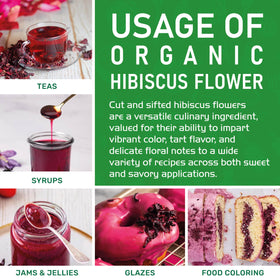 Jiva Organics hibiscus flowers ideal for baked goods and pastries.