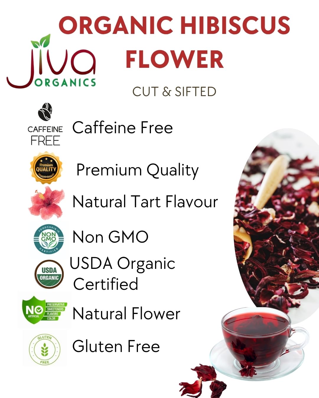 Jiva Organics hibiscus flowers close-up bloom with vibrant petals.