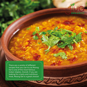 Jiva Organics moong dal yellow cooked in a comforting bowl