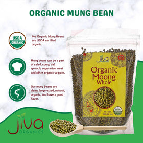 Jiva Organics mung beans close-up for cooking