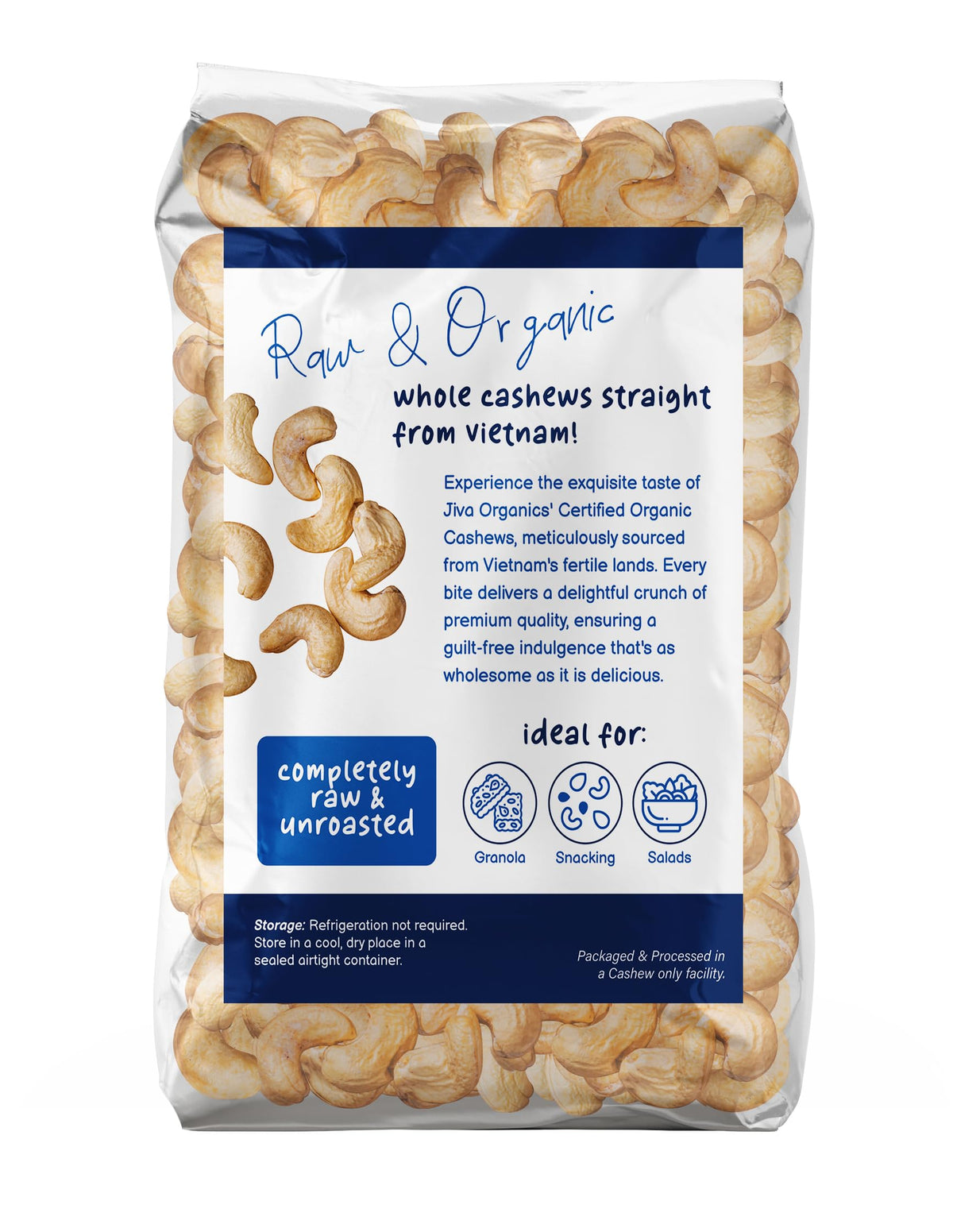 Jiva Organics raw cashews in bowl showing creamy texture for recipes